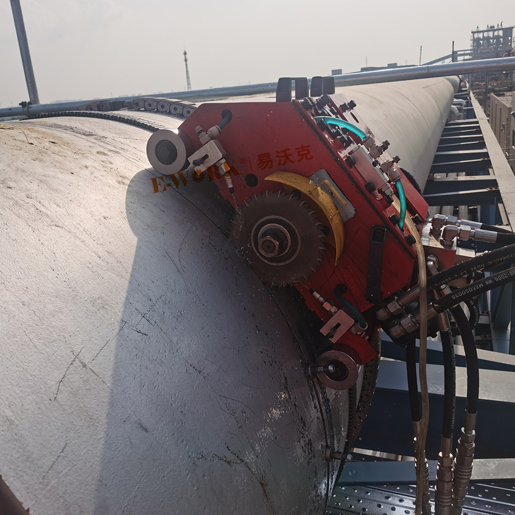 易沃克自爬式管道切割機冷切割燃氣管道